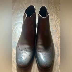 John Varvatos Dark Brown Leather Brogue Chelsea Boots